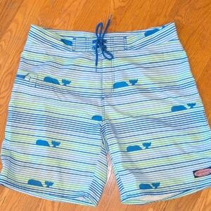Vineyard Vines Blue and Green Striped Shorts